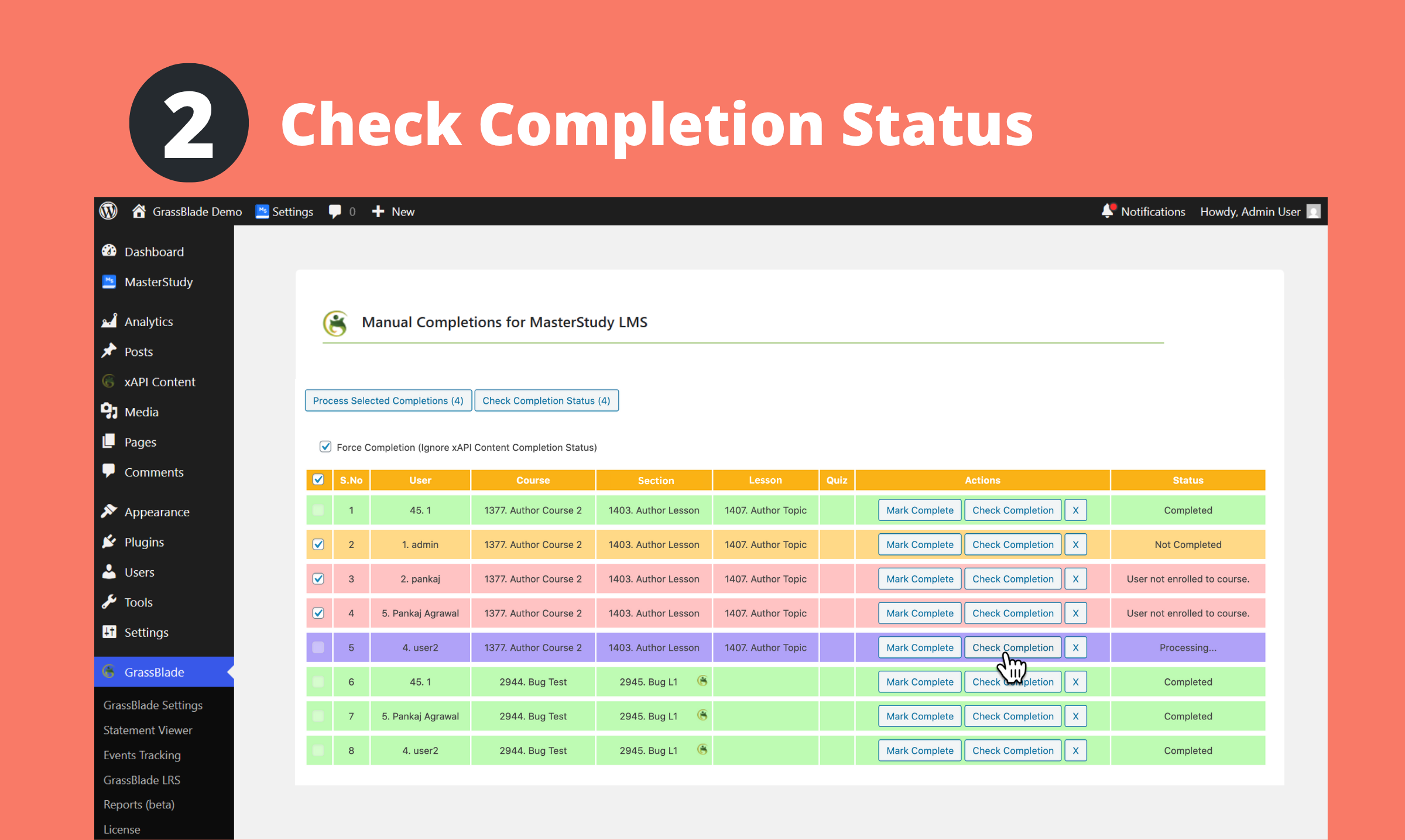 Checking Completion status