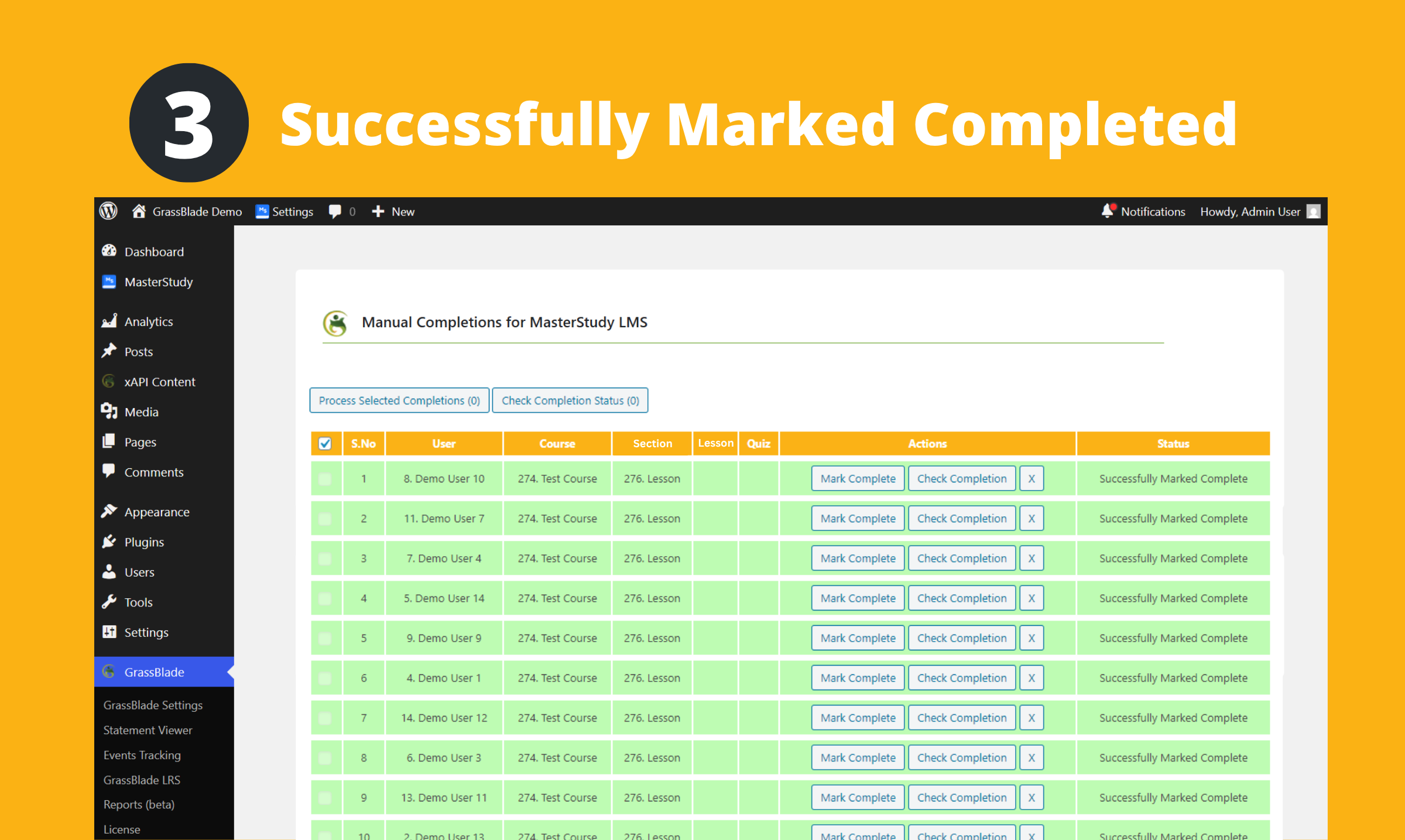 Marking Completions
