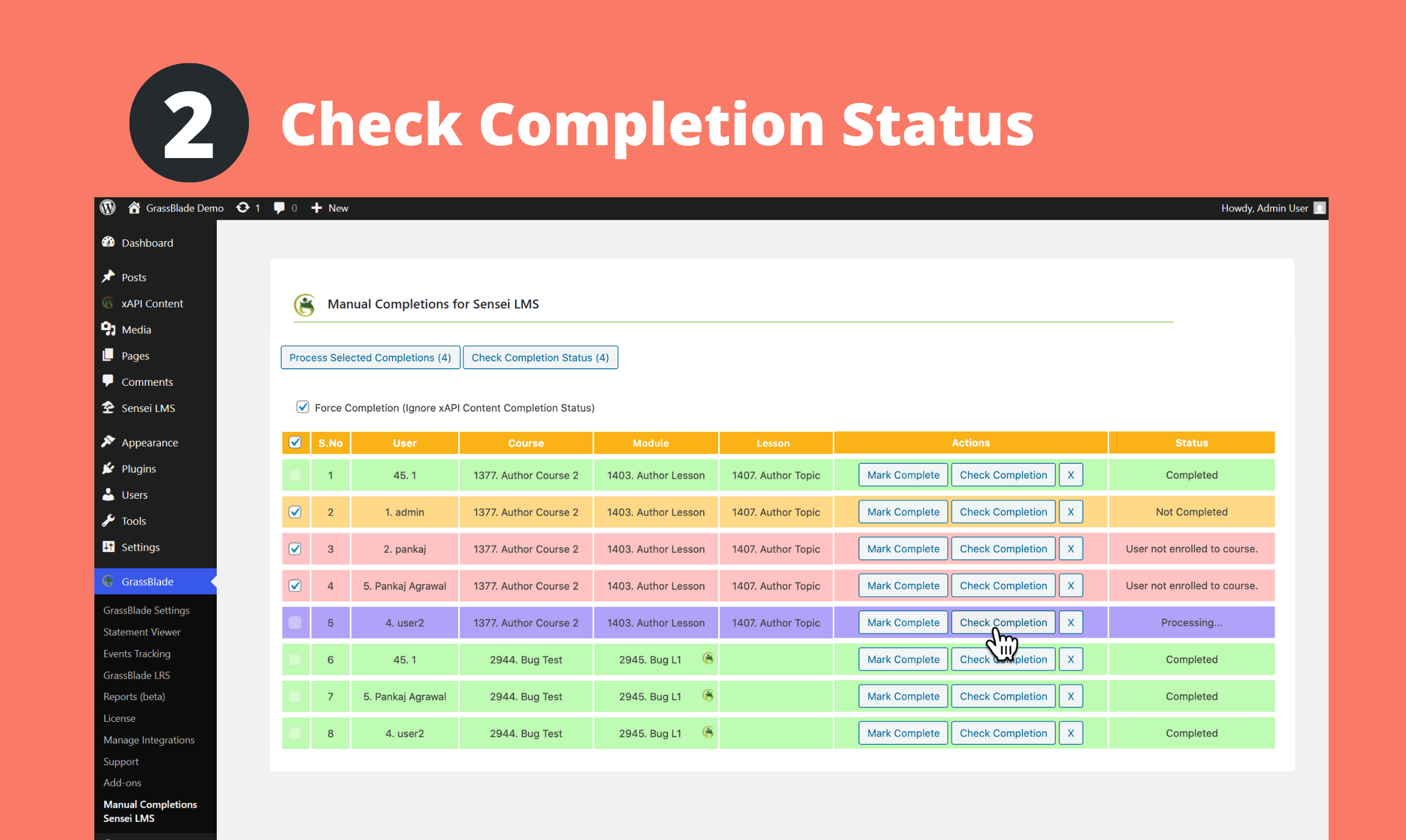 Checking Completion status