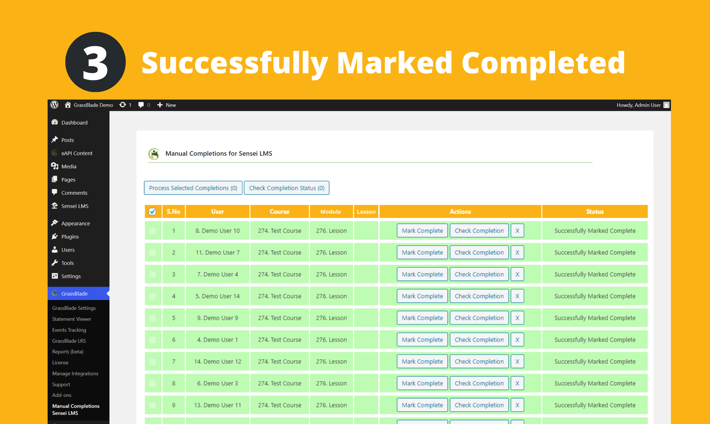 Marking Completions