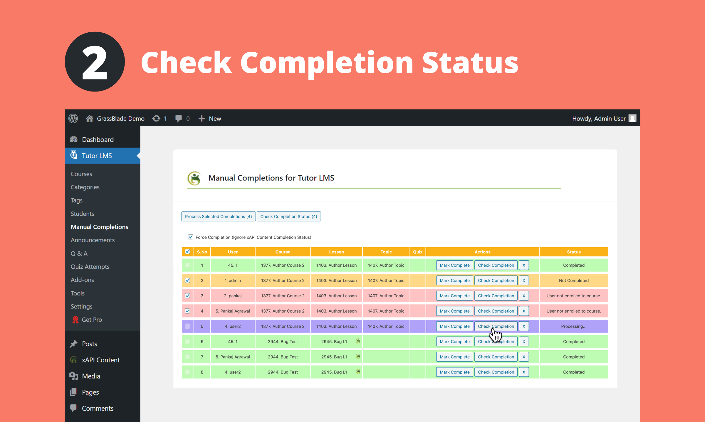 Checking Completion status