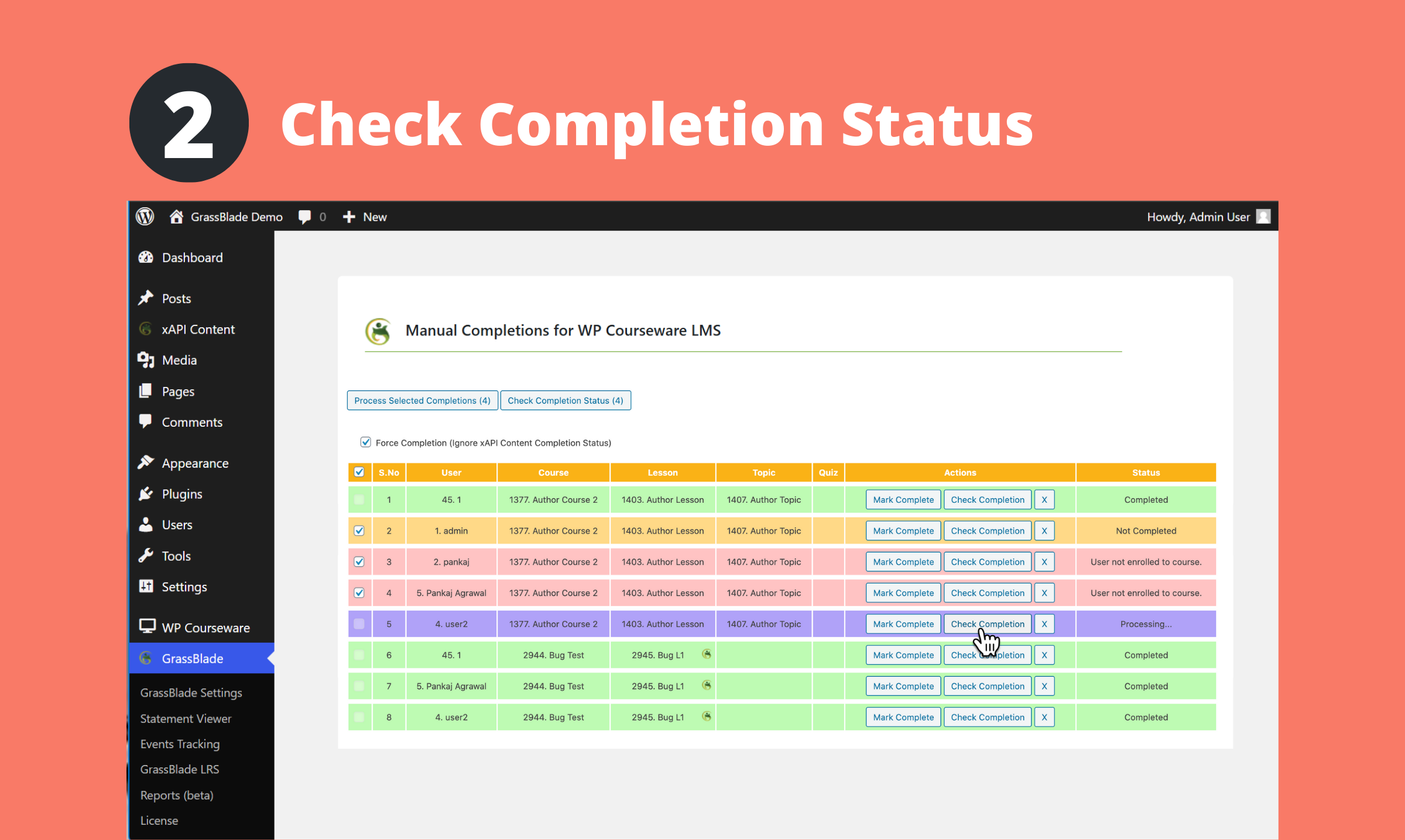 Checking Completion status