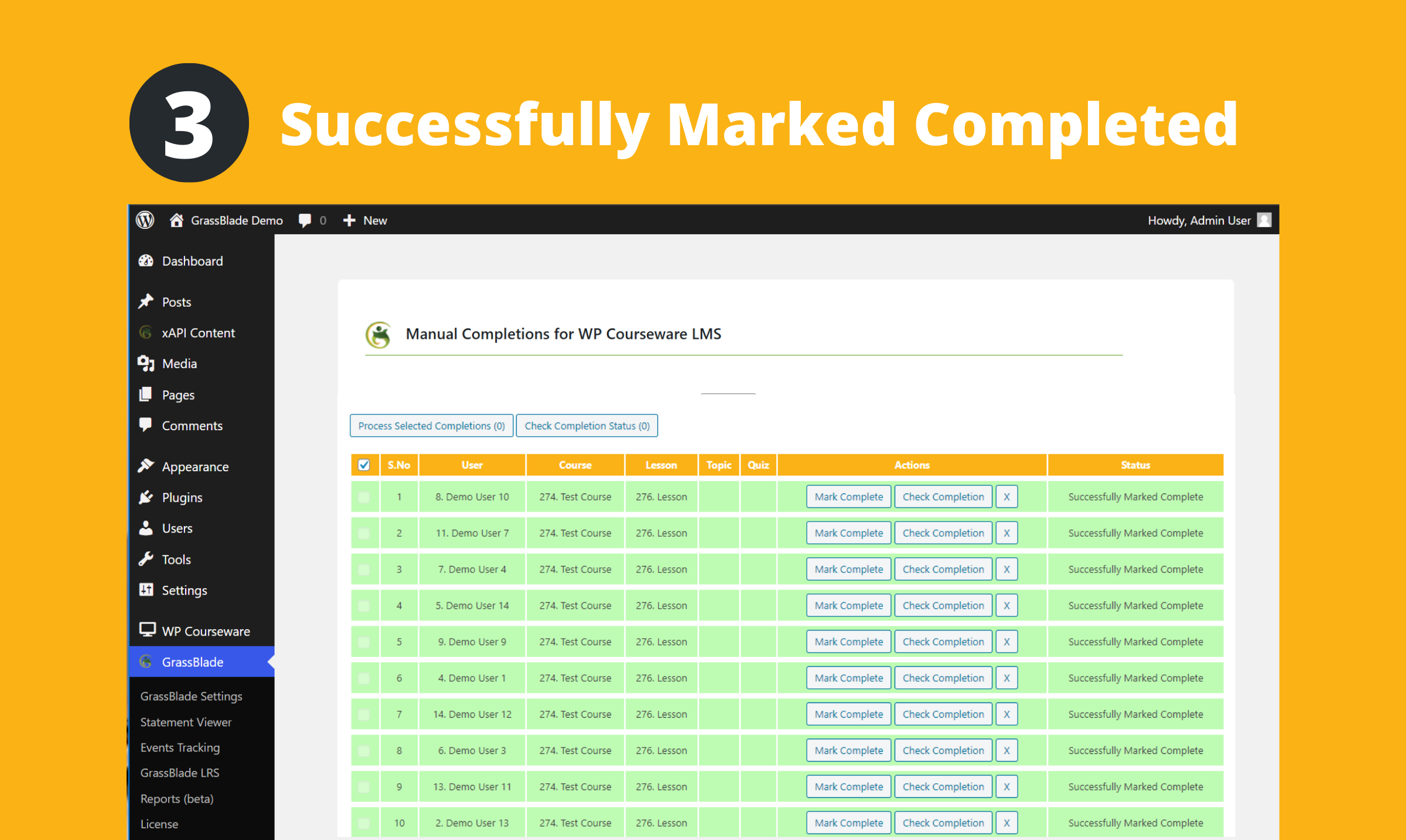 Marking Completions