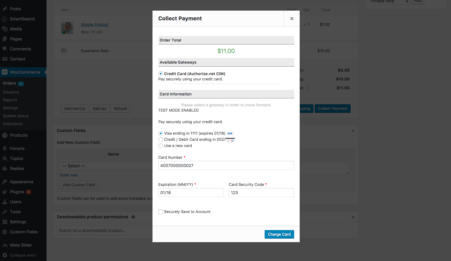 Process payments with selected gateways