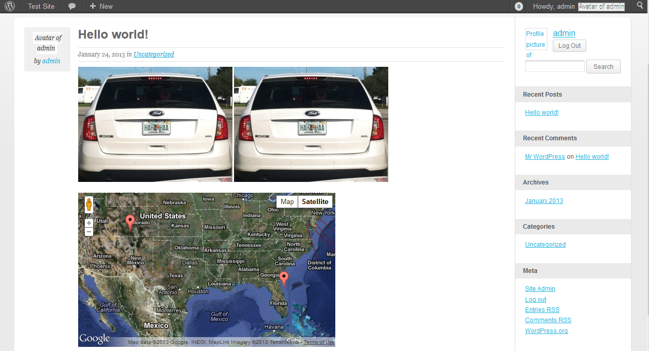 screenshot-2.png is an example of a post with two images taken in different locations and the Google map they generate.