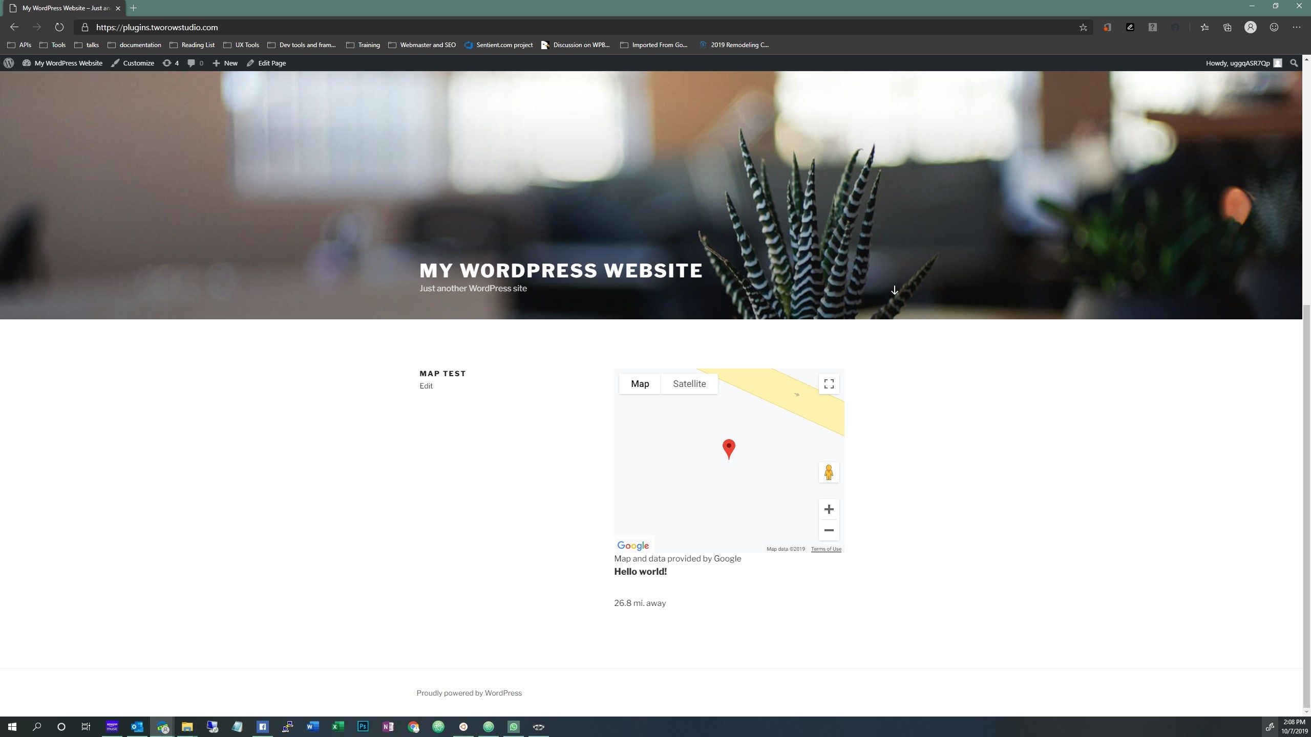 Example of the map embedded on a separate page or post.