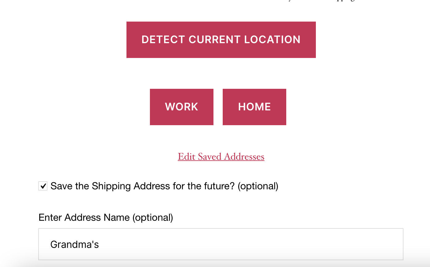 Checkout Page Map View (Before customer clicks "Detect Current Location" button)