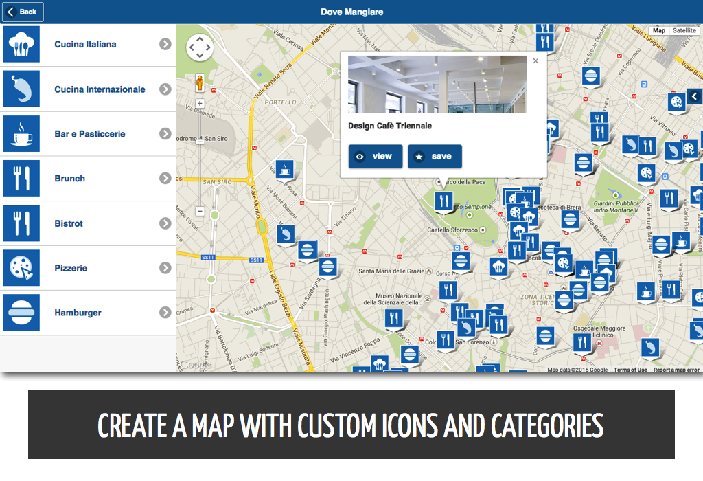 A web map created with map2app