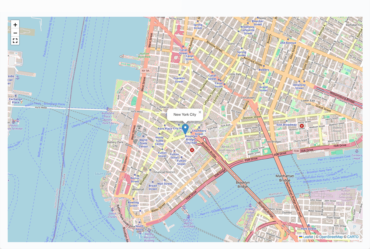Mapfy offers a perfect map option with a single marker and textual tooltip for simplicity.