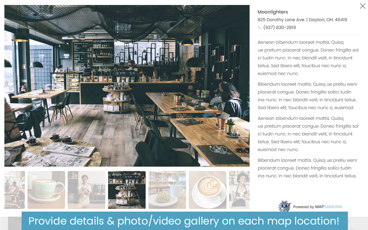 Add a beautiful gallery and details to every location