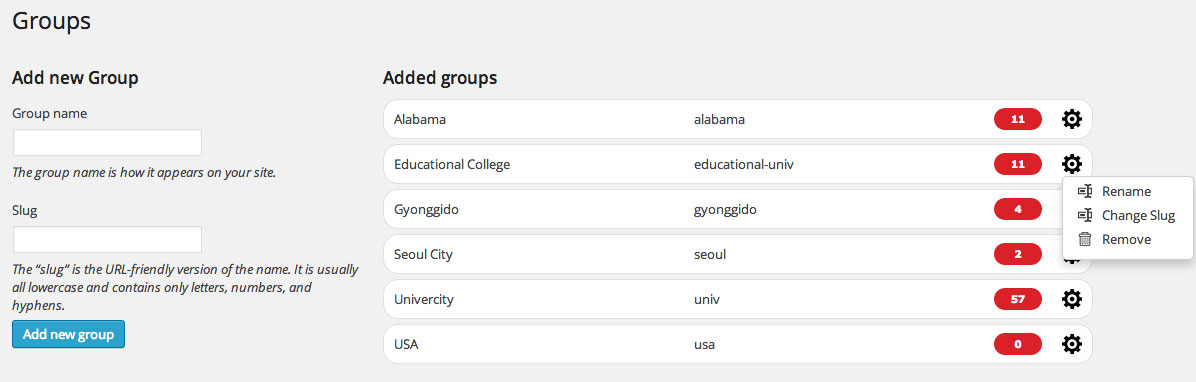 Manage groups