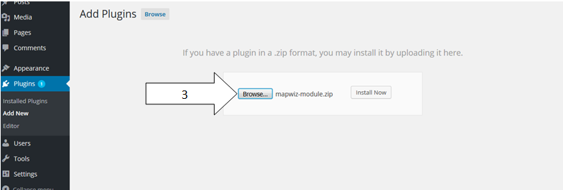 **Add Plugins** - click on 'Broswer' to upload Plugin zip file.
