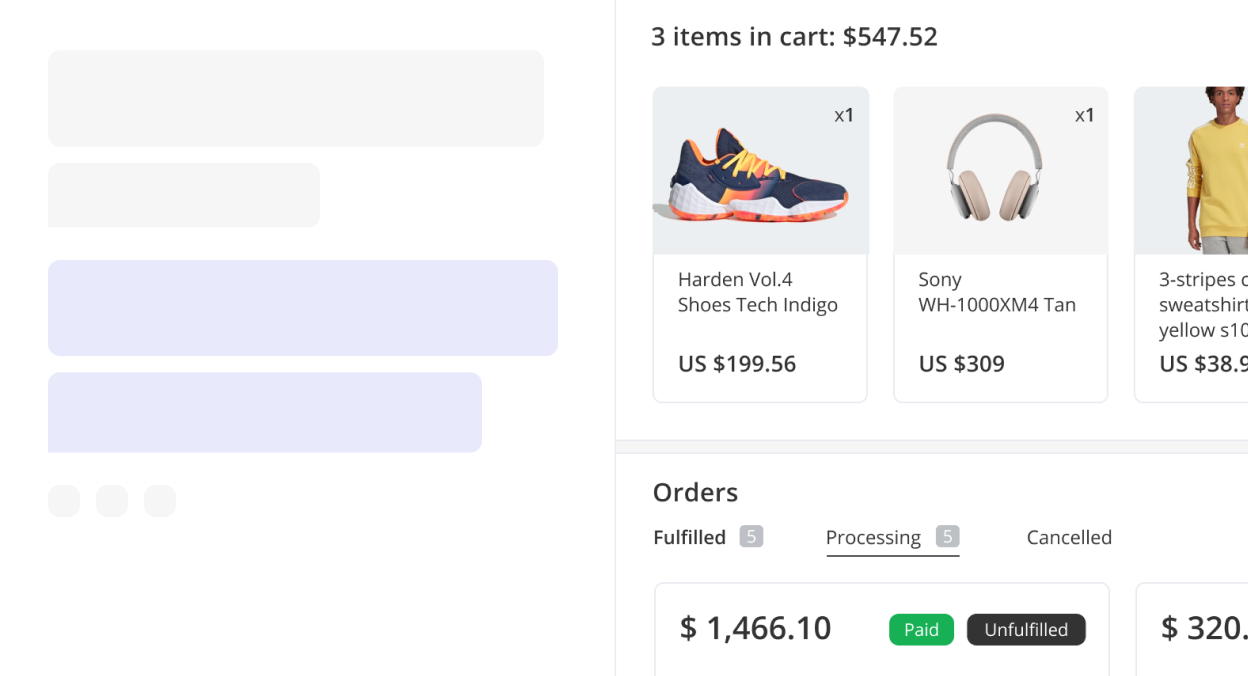 Cart content.
