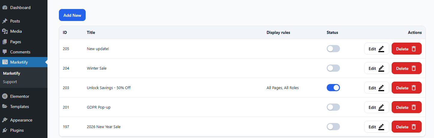 Common table with items
