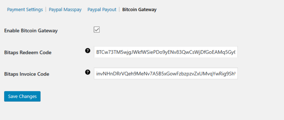 Marketplace Settings: Enable or disable marketplace Bitcoin gateway.