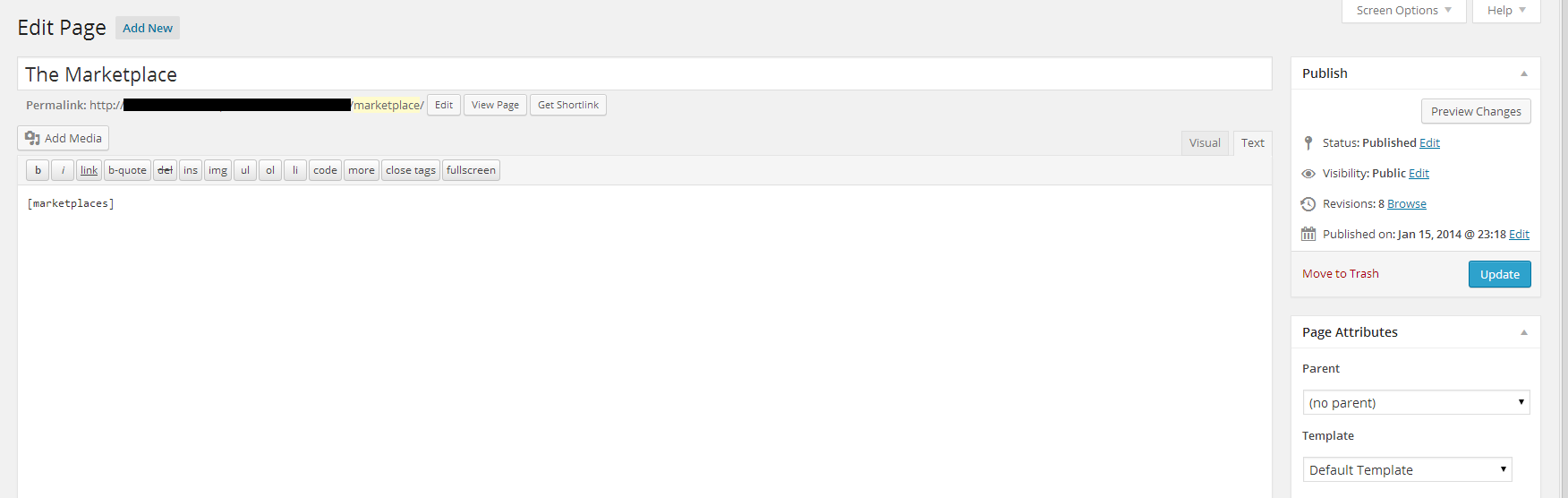 Adding shortcode to page