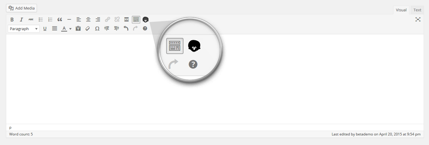 A new button appears in the editor toolbar.