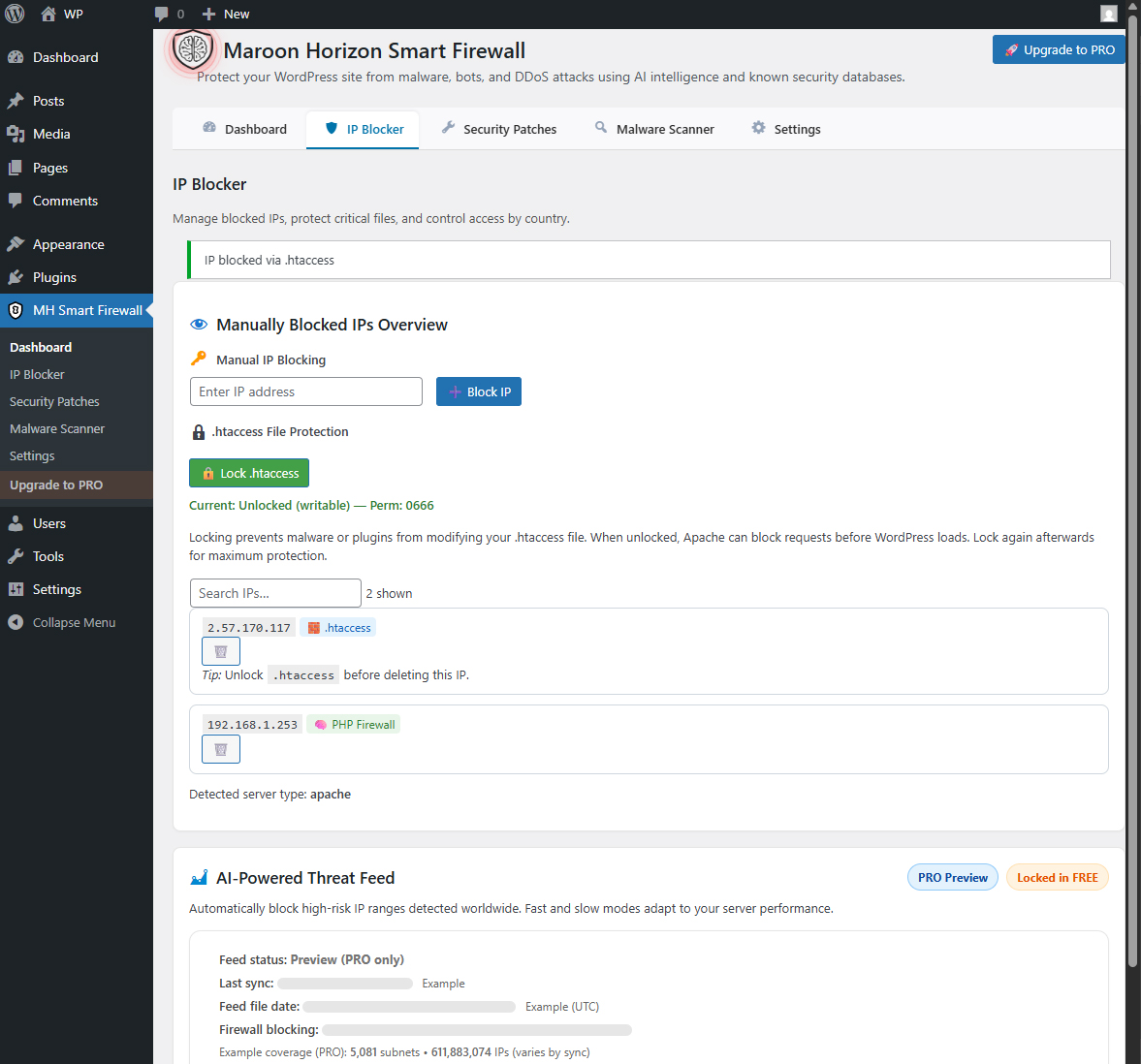 IP Blocker / Manually Blocked IPs.