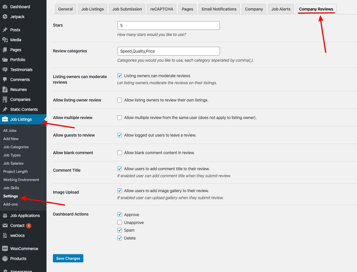 Review Settings.