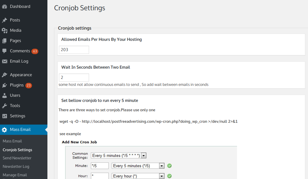 Pro Version:- Cronjob Settings