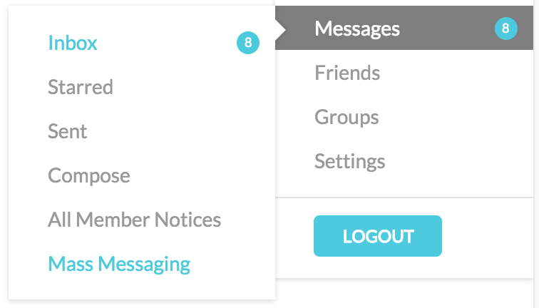 The tabbed location of the mass messaging front end.