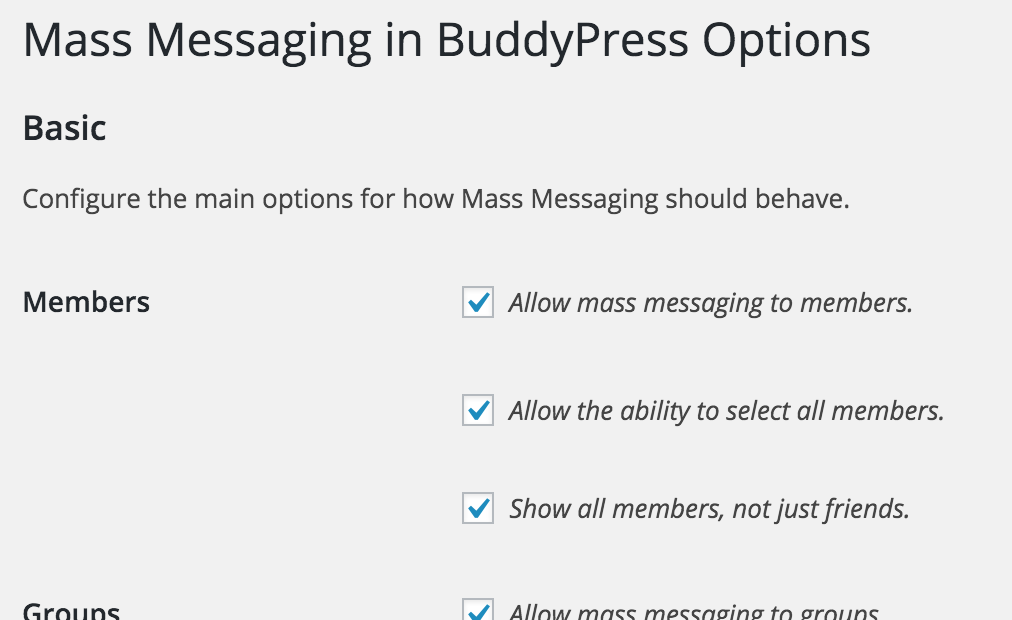 The admin settings area.