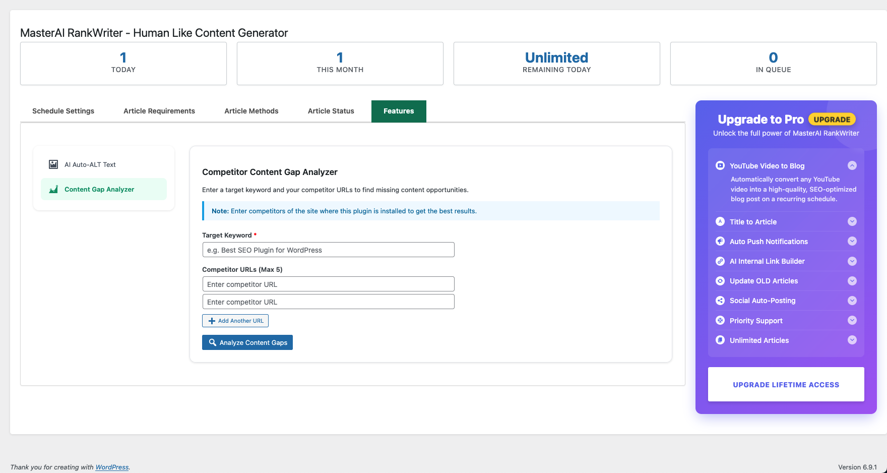 The Scheduler configuration.