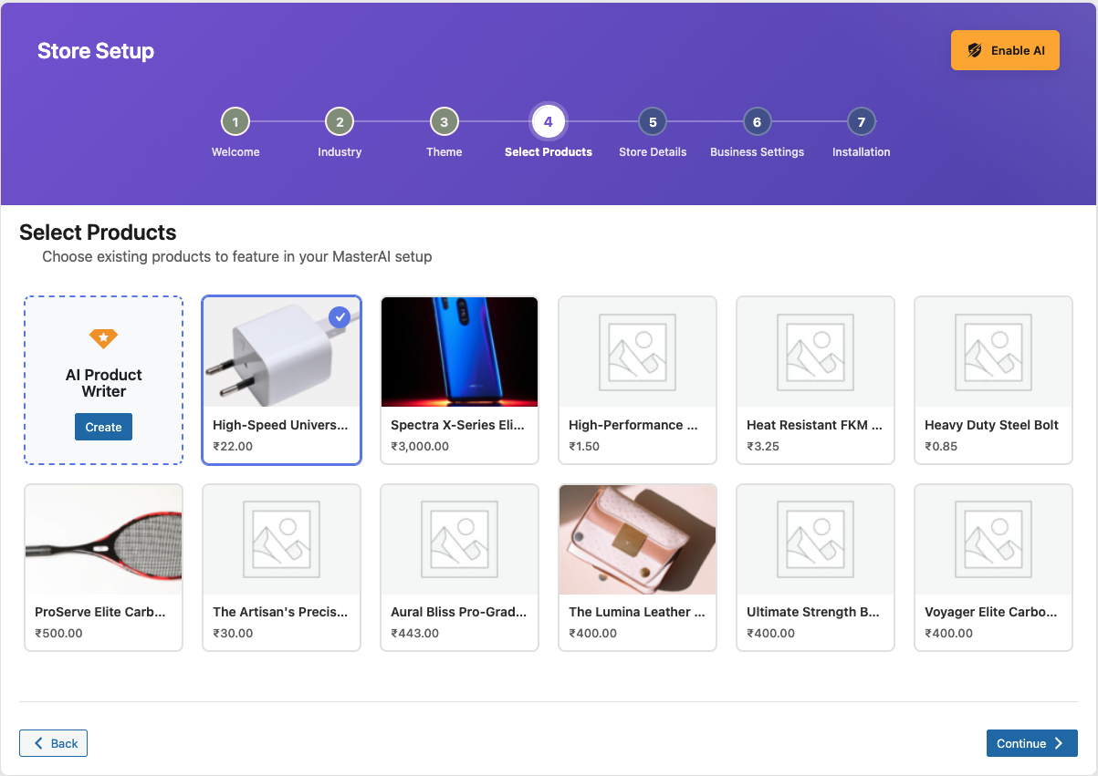 **Industry Selection** - Choose from tailored industry templates.