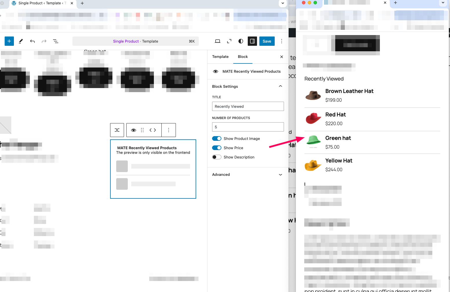 Block settings in the Gutenberg editor.