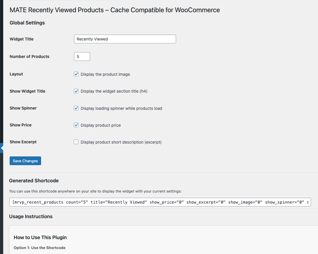 Global plugin settings page.