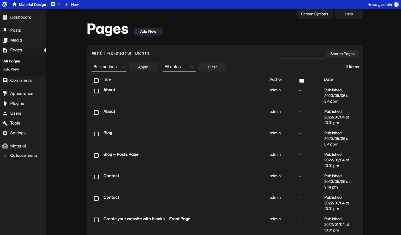 Pages (Dark)