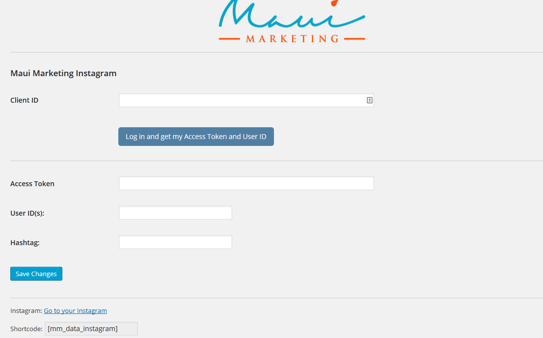 Display Maui Marketing Instagram Feed Settings Pages