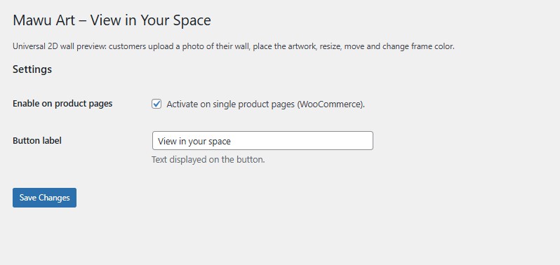 Plugin settings page in WordPress.