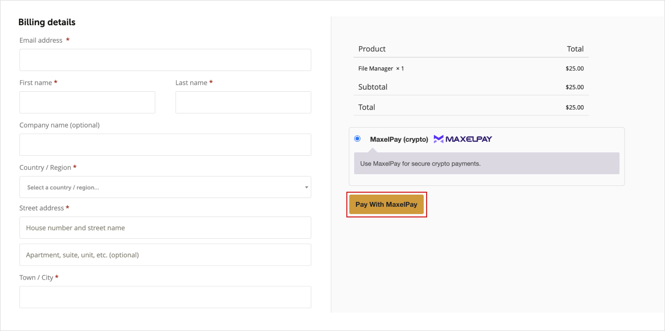 Order Payment via MaxelPay