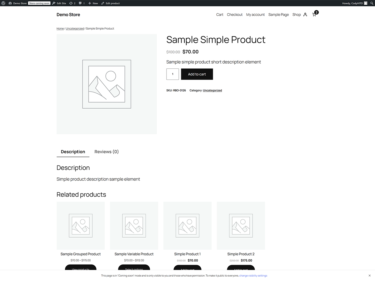 **Product Page** - Single product with role-based pricing