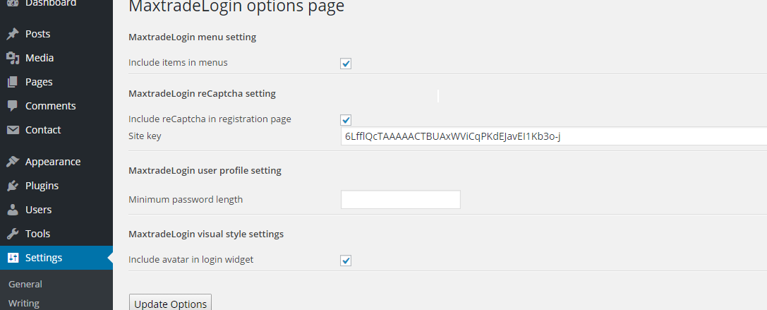 MaxtradeLogin admin settings.