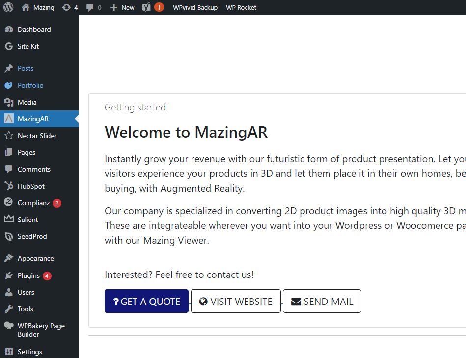 Open the Mazing plugin and contact us to get a 3D/AR solution of your products.