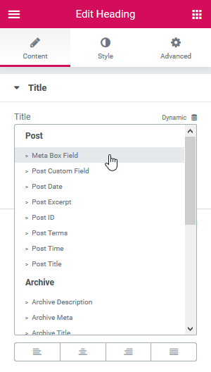 Meta Box field in the dynamic tags dropdown