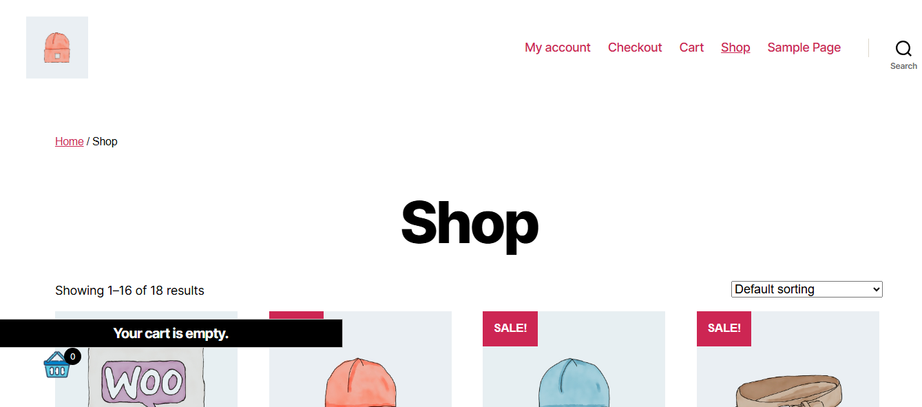 Empty cart display