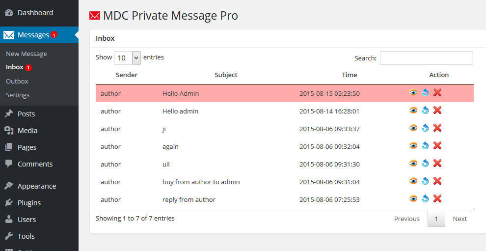 Inbox (from back-end)