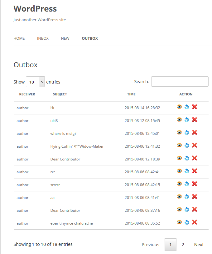 Outbox (from front-end)