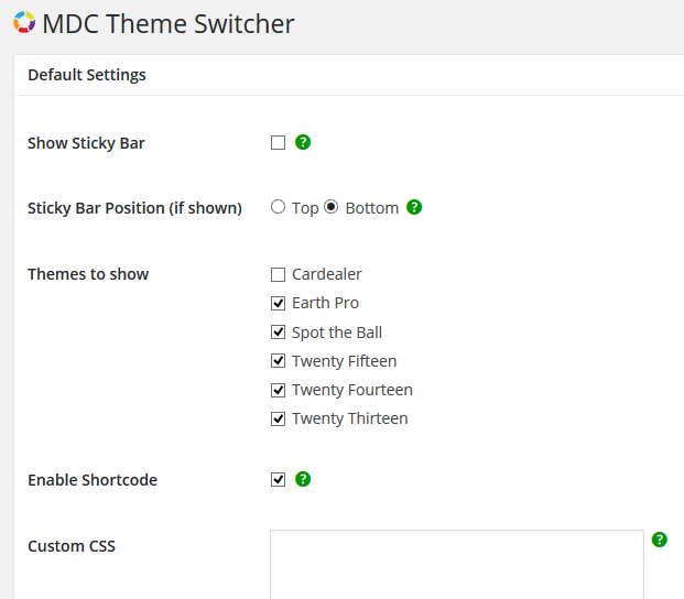 Configure page