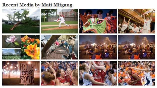 Recent media items attributed to an author can be displayed nicely on the author's