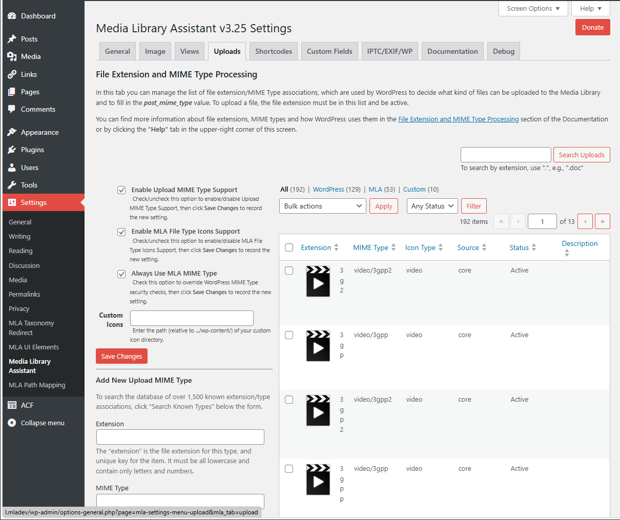 The enhanced Edit page showing additional fields, mapping rule buttons and taxonomy boxes.
