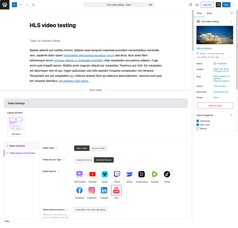 Video Items With Custom Style.