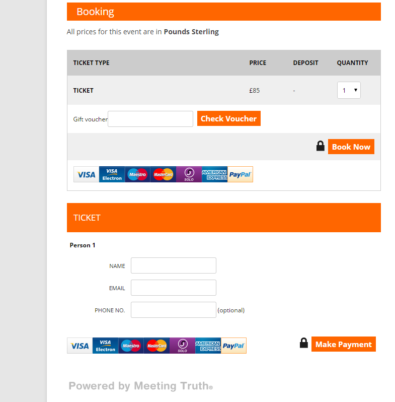 Book tickets on-site and pay via PayPal