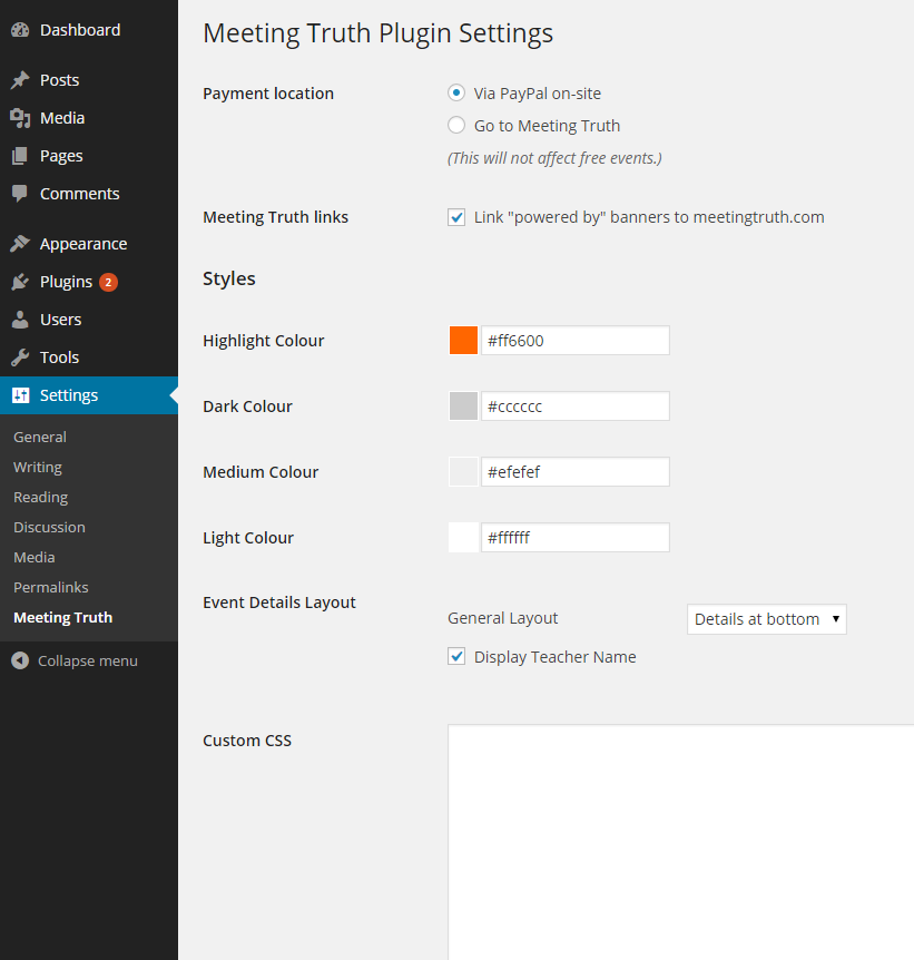 Easy to use admin page to customise the look and feel of the plugin