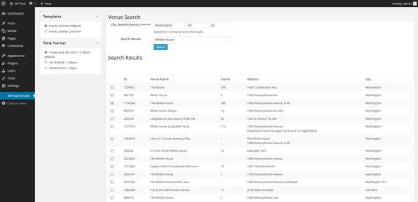 Venues Search in Admin Dashboard