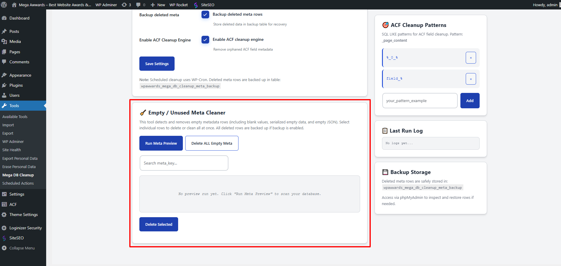 Empty Meta Preview table