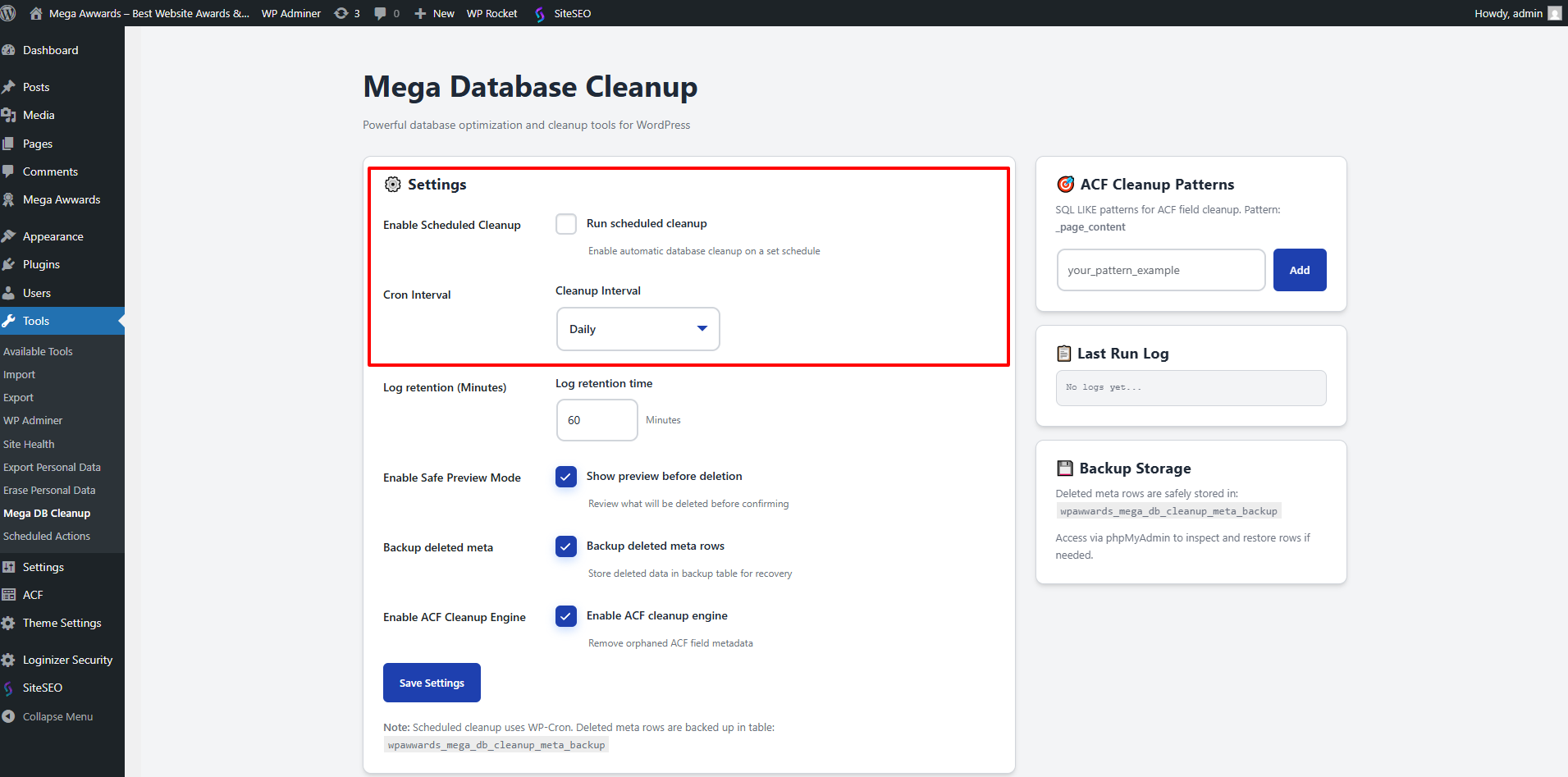 Cleanup settings and scheduler